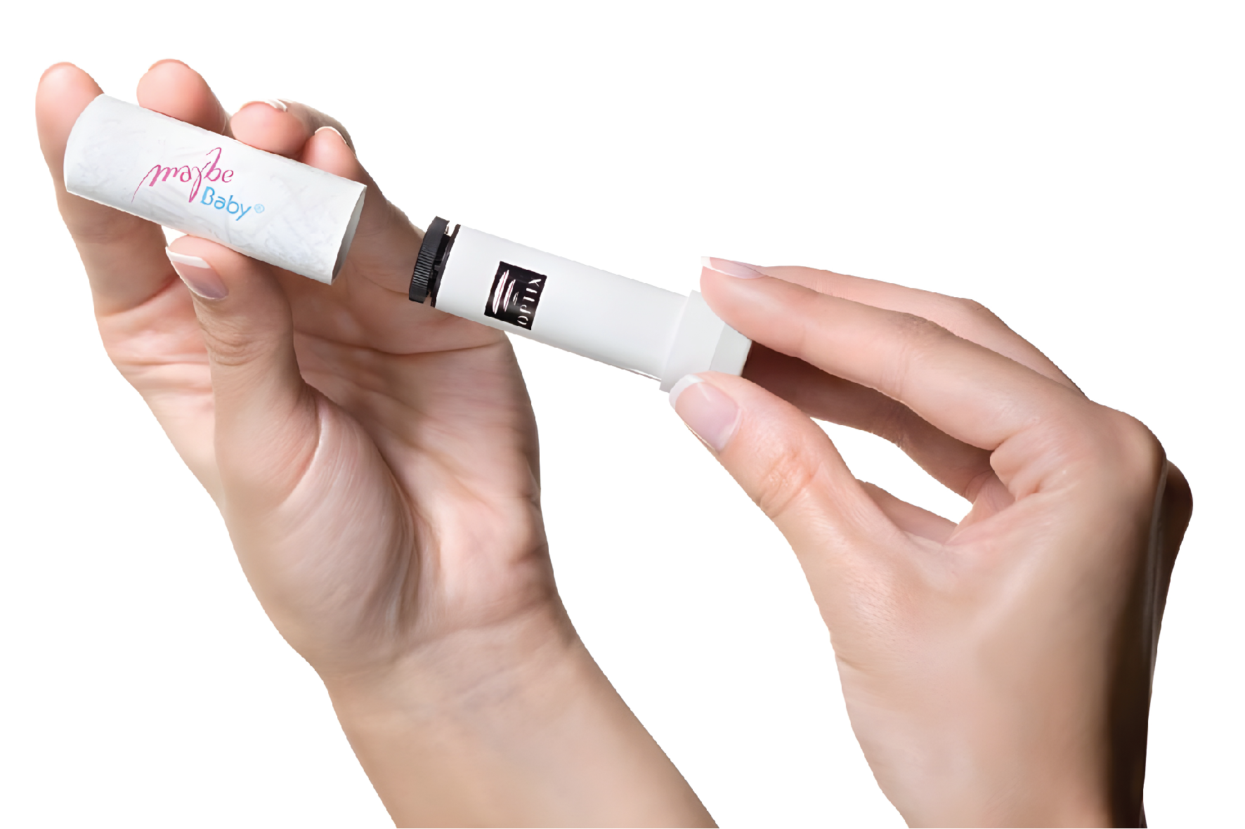 Maybe Baby device — a reusable saliva microscope the size of a lipstick